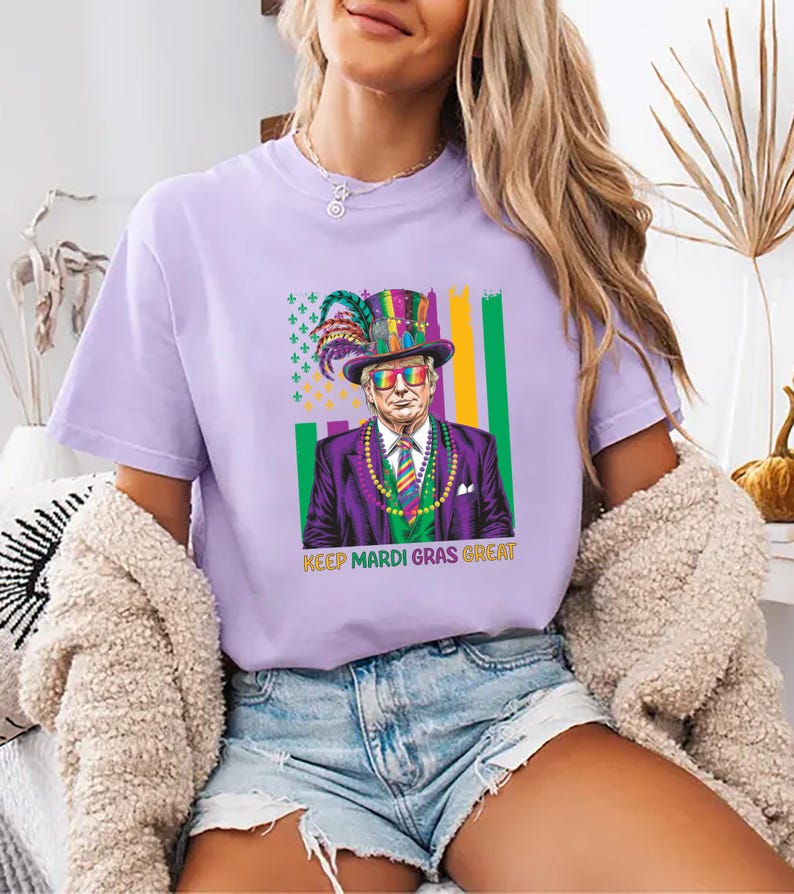 Keep Mardi Gras Great Short Sleeve T-Shirt, Funny Trump Mardi Gras Shirt