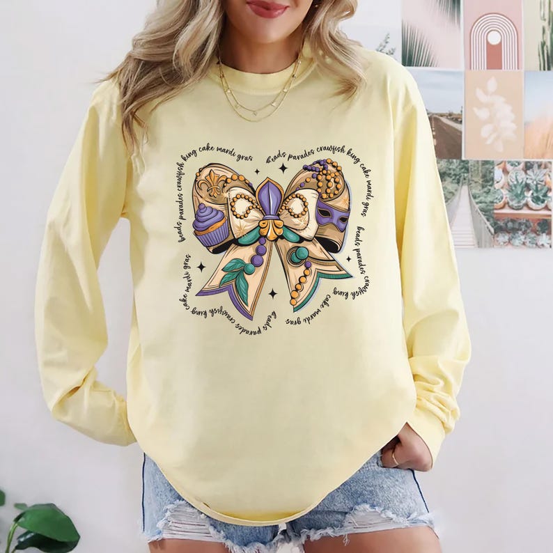 Coquette Mardi Gras Long Sleeve Shirt, Carnival  Shirt