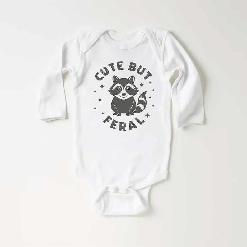 Cute But Feral Baby Bodysuit, Meme-Inspired Gift for Kids and Toddlers