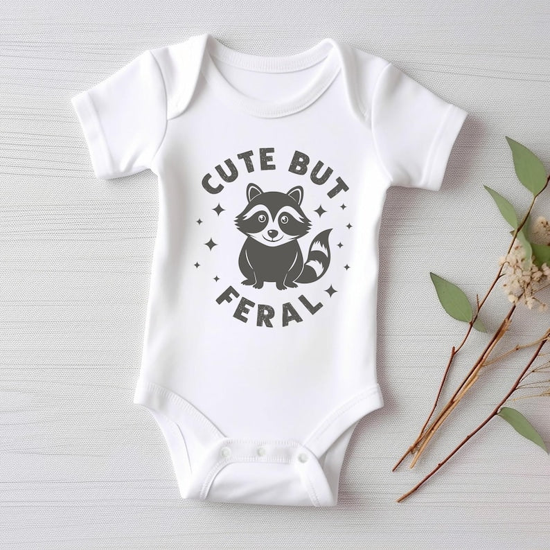 Cute But Feral Baby Bodysuit, Meme-Inspired Gift for Kids and Toddlers