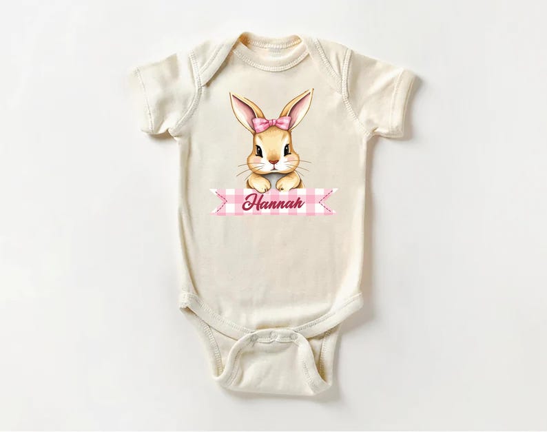 Personalized Easter Bunny Baby Bodysuit, Adorable Bunny Pullover