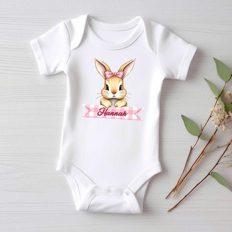 Personalized Easter Bunny Baby Bodysuit, Adorable Bunny Pullover