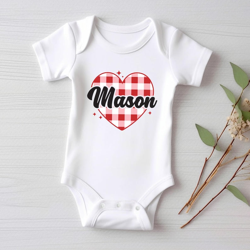 Heart Valentine's Day Baby Shirt, Custom Kids Valentine's Baby Pullover