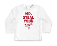 Mr. Steal Your Heart Baby Bodysuit, Adorable Boy Valentine Pullover