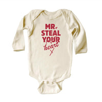 Mr. Steal Your Heart Baby Bodysuit, Adorable Boy Valentine Pullover