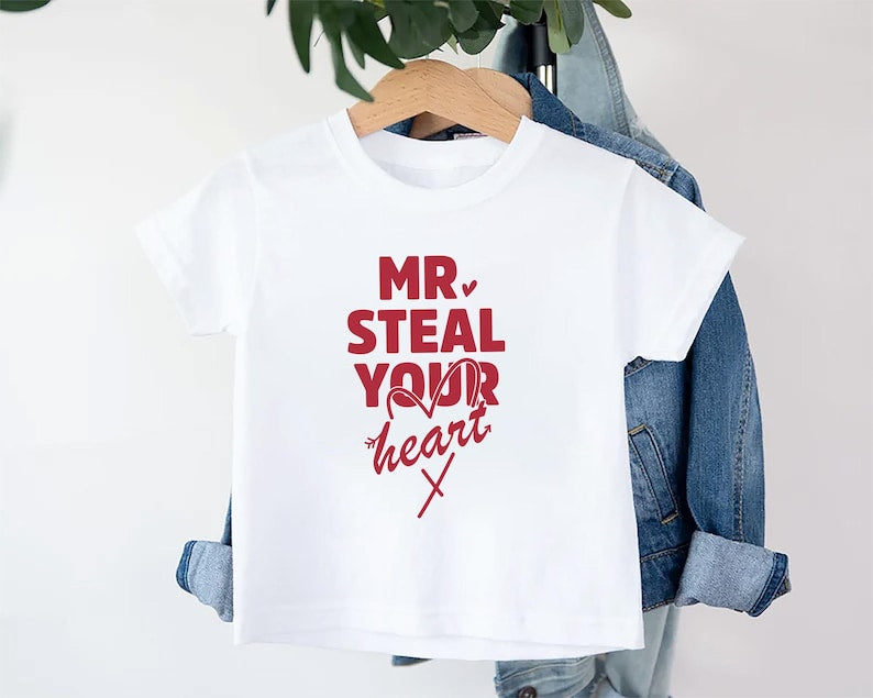 Mr. Steal Your Heart Baby Bodysuit, Adorable Boy Valentine Pullover