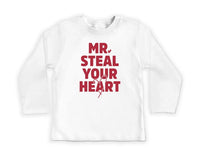 Mr. Steal Your Heart Baby Bodysuit, Adorable Boy Valentine Pullover