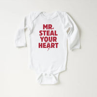 Mr. Steal Your Heart Baby Bodysuit, Adorable Boy Valentine Pullover