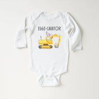 Eggs-Cavator Baby Bodysuit, Boys Easter Pullover