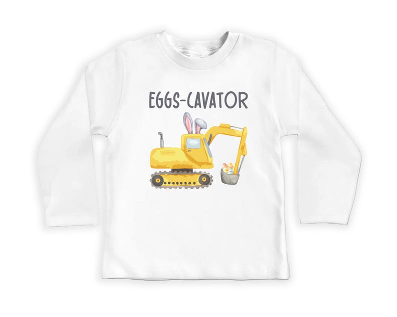 Eggs-Cavator Baby Bodysuit, Boys Easter Pullover