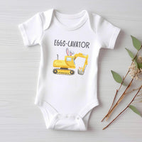 Eggs-Cavator Baby Bodysuit, Boys Easter Pullover