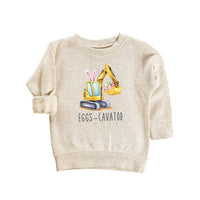 Eggs-Cavator Baby Sweatshirt, Boys Easter Pullover