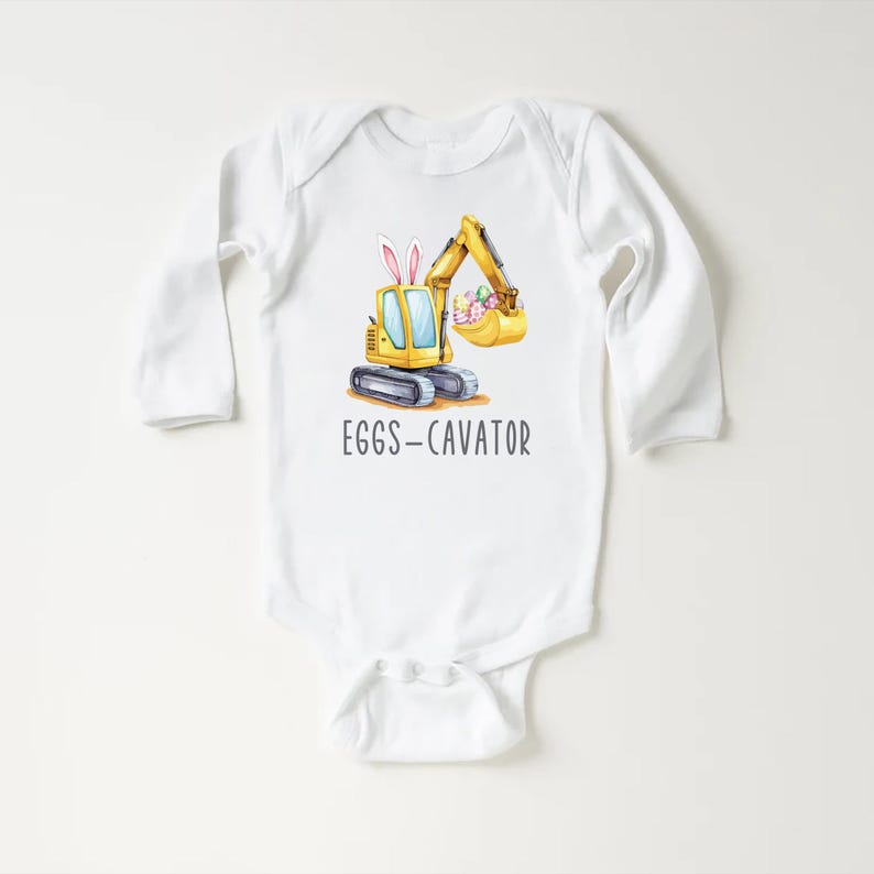 Eggs-Cavator Baby Sweatshirt, Boys Easter Pullover