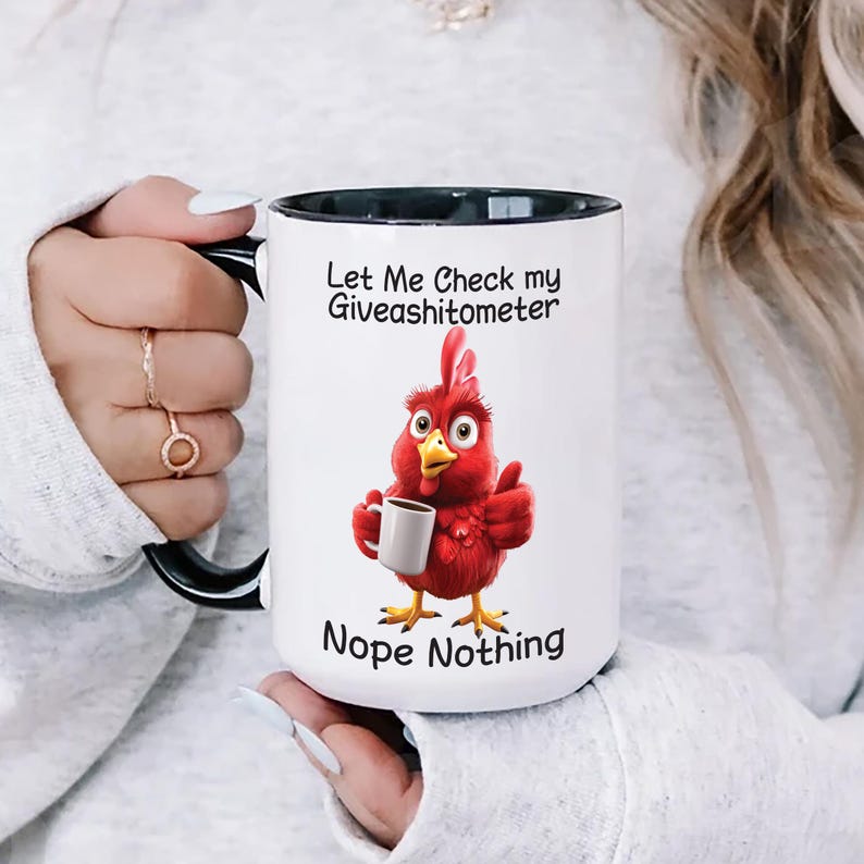 Funny Giveashitometer Coffee Mug, Let Me Check Nope Nothing, Sarcastic Ceramic Mug, Humor Gift for Coworker, Friend, Office Decor