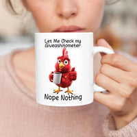 Funny Giveashitometer Coffee Mug, Let Me Check Nope Nothing, Sarcastic Ceramic Mug, Humor Gift for Coworker, Friend, Office Decor