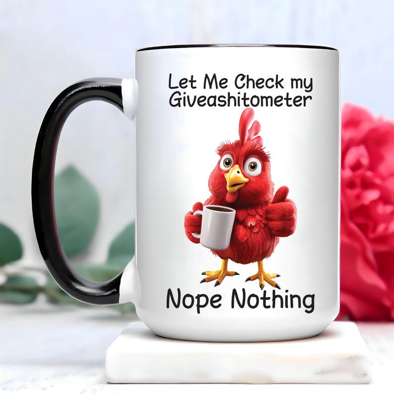 Funny Giveashitometer Coffee Mug, Let Me Check Nope Nothing, Sarcastic Ceramic Mug, Humor Gift for Coworker, Friend, Office Decor