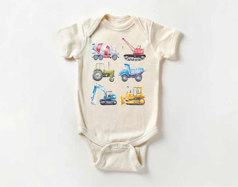 Truck Construction Baby Bodysuit, Excavator Truck Lover Outfit