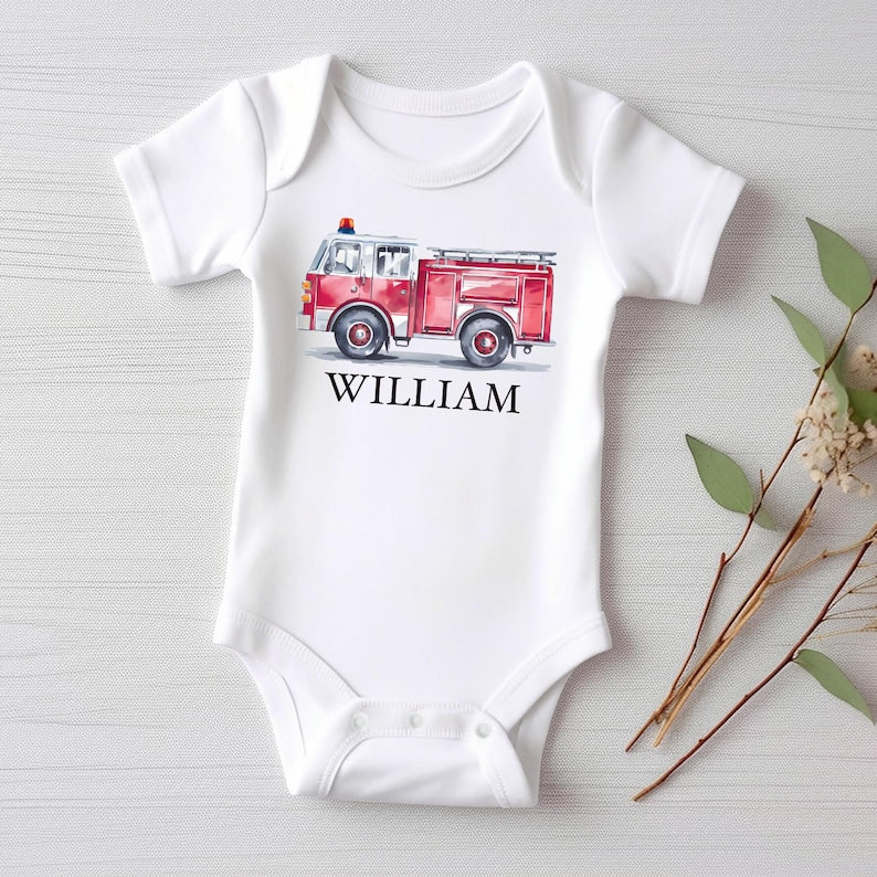 Custom Name Baby Sweatshirt, Personalized Firefighter Kids Outfit