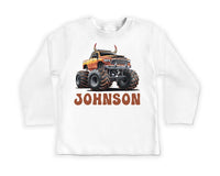 Personalized Monster Truck Baby Sweatshirt, Off-road Kids Outfit, Custom Name Birthday Gift