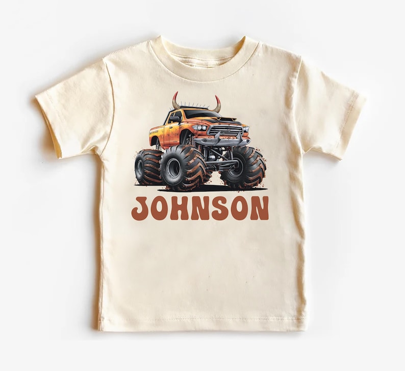 Personalized Monster Truck Baby Shirt, Off-road Kids Outfit, Custom Name Birthday Gift