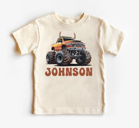 Personalized Monster Truck Baby Bodysuit, Off-road Kids Outfit, Custom Name Birthday Gift