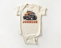 Personalized Monster Truck Baby Shirt, Off-road Kids Outfit, Custom Name Birthday Gift