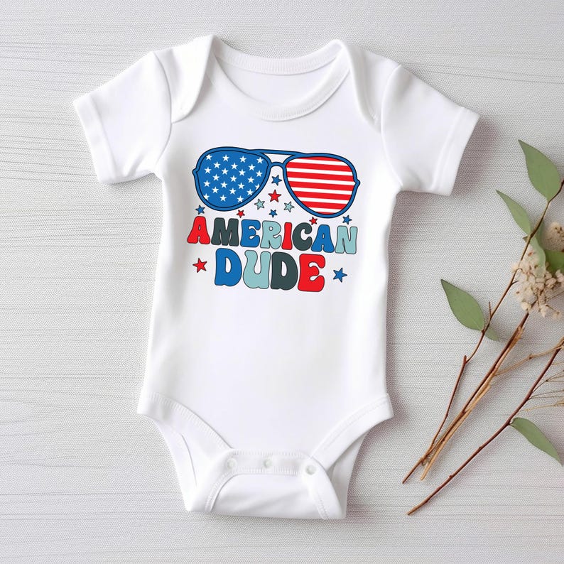 American Dude Baby Bodysuit, Boys Independence Day Outfit