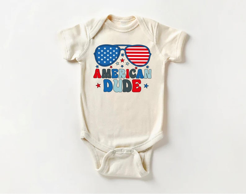 American Dude Baby Bodysuit, Boys Independence Day Outfit