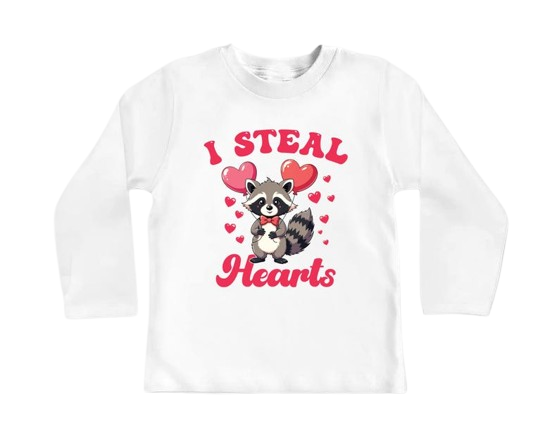 I Steal Hearts Baby Shirt, Cute Animal Valentine Outfit