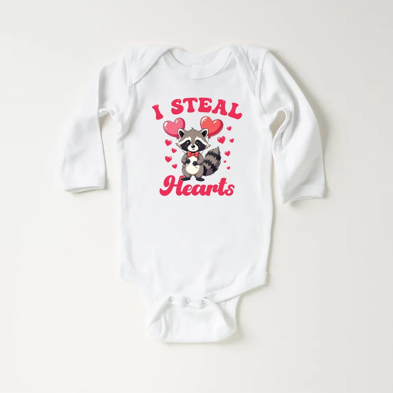 I Steal Hearts Baby Shirt, Cute Animal Valentine Outfit