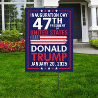 Trump Inauguration 2025 Yard Sign - JD Vance Lawn Sign, 45 47 President Donald Trump Sign, Trump Inauguration Yard Sign with Metal H-Stake