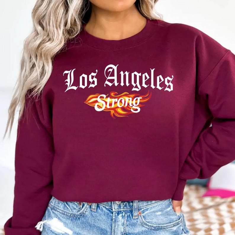 Los Angeles Strong Sweatshirt, LA Graphic Forest Outfit