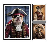 Custom Pirate Dog Portrait from Photo, Personalized Pet Painting Gift for Dog Dad, Mom, Funny Wall Art Canvas Decor, Printable Poster Print