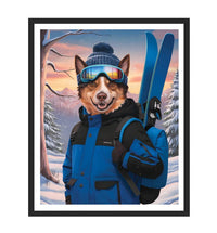 Personalized Skiing Pet Portrait, Custom Dog or Cat Painting