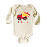 Personalized Valentine Dump Truck Baby Sweatshirt, Adorable Valentine Outfit