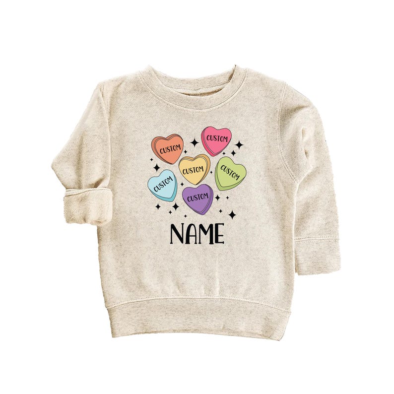 Custom Candy Hearts Baby Sweatshirt, Personalized Valentine’s Day Outfit