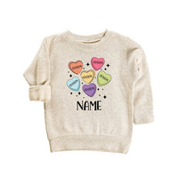 Custom Candy Hearts Baby Sweatshirt, Personalized Valentine’s Day Outfit