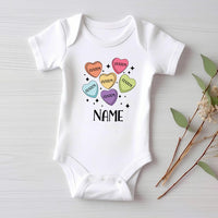 Custom Candy Hearts Baby Sweatshirt, Personalized Valentine’s Day Outfit