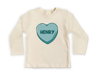 Blue Candy Heart Baby Sweatshirt, Valentine’s Day Outfit for Kids