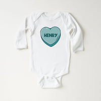 Blue Candy Heart Baby Sweatshirt, Valentine’s Day Outfit for Kids