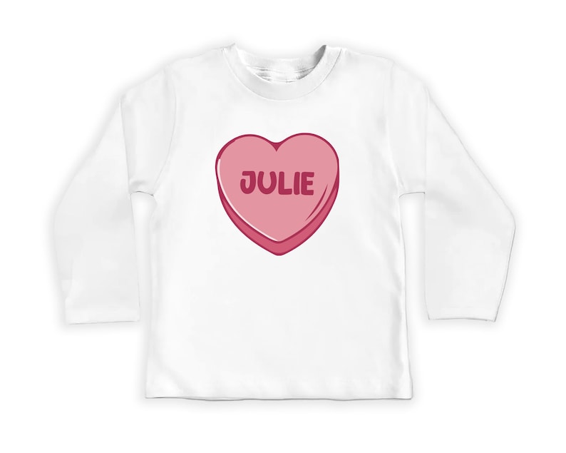 Candy Heart Name Baby Sweatshirt, Custom Name Valentine’s Day Outfit for Baby Girls