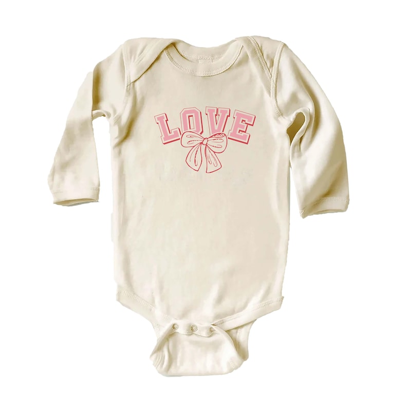 Vintage Love Baby Bodysuit, Cute Girls Bow Valentine’s Day Outfit