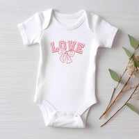 Vintage Love Baby Bodysuit, Cute Girls Bow Valentine’s Day Outfit