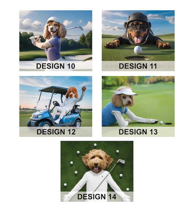 Personalized Golfer Dog Portrait, Custom Pet Wall Art, Funny Golf Gifts for Men, Unique Dog Dad Christmas Gift, Golfing Poster Home Decor