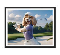 Personalized Golfer Dog Portrait, Custom Pet Wall Art, Funny Golf Gifts