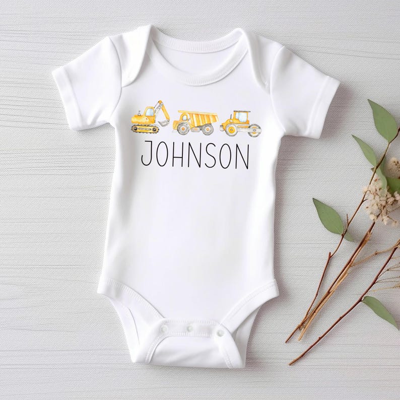 Personalized Construction Baby Sweatshirt, Custom Equipment Outfit