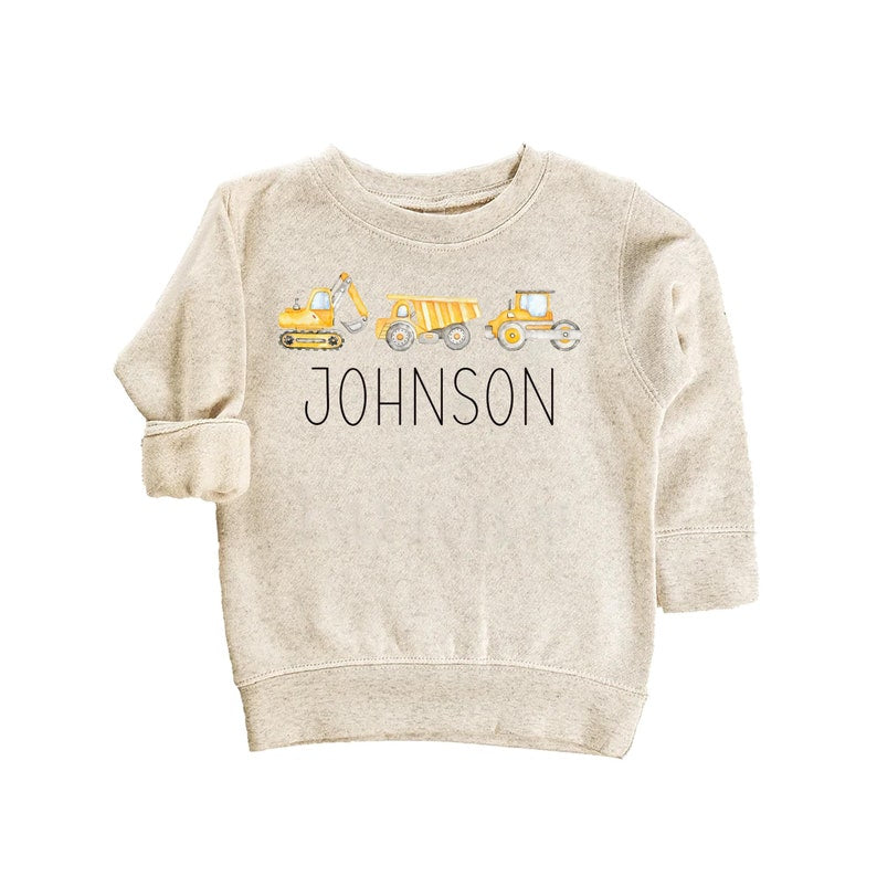 Personalized Construction Baby Sweatshirt, Custom Equipment Outfit