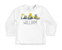 Personalized Construction Baby Bodysuit, Custom Equipment Outfit