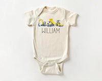 Personalized Construction Baby Bodysuit, Custom Equipment Outfit