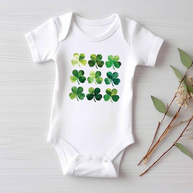 St. Patrick's Day Shamrock Baby Shirt, Newborn St. Paddys Outfit